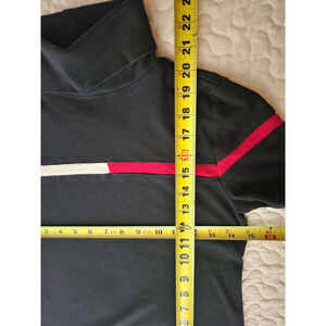 Vtg Nautical y2k Tommy Hilfiger high neck Top Red Flag Stripe Stretch SMALL